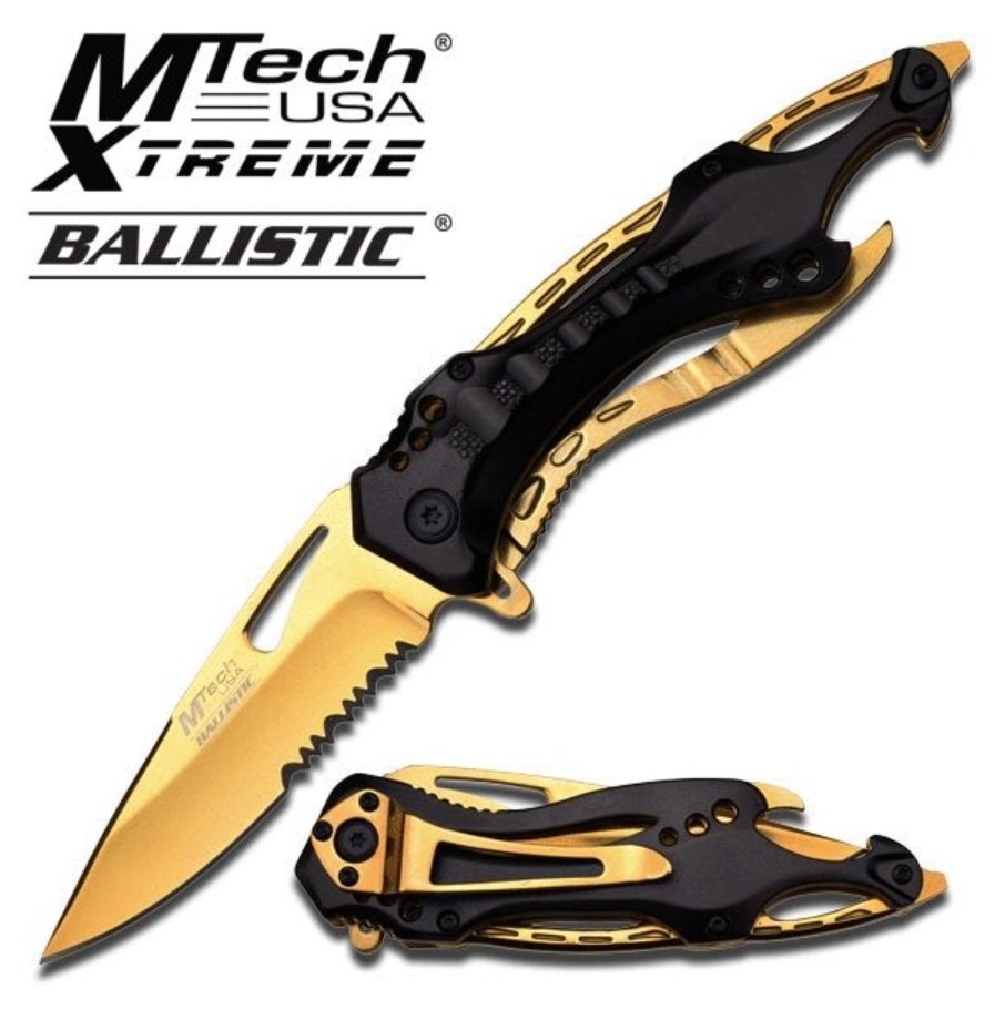 Black & Gold - MTech USA - Spring Assisted Knife - Ohio Knife at Uppercut Tactical