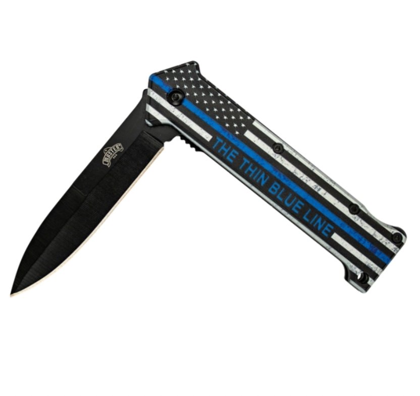 Thin Blue Line | Master USA - Spring Assisted Pocket Knife - Master USA at Uppercut Tactical